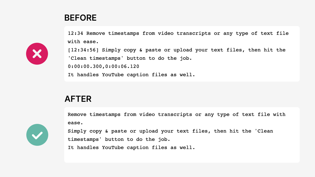 Working of TimeWipe - Remove Timestamps from Transcripts